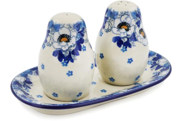 Salt and Pepper Sets | Ceramika Artystyczna Salt and Pepper 3-Piece Set Blue Spring Kitchen & Dining Ceramika Artystyczna