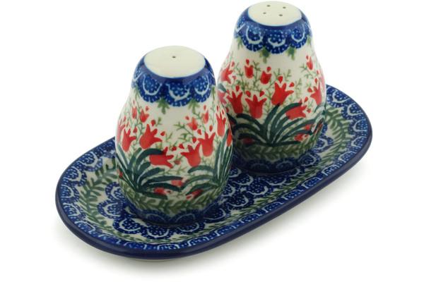 Salt and Pepper Sets | Ceramika Artystyczna Salt and Pepper 3-Piece Set Crimson Bells Kitchen & Dining Ceramika Artystyczna