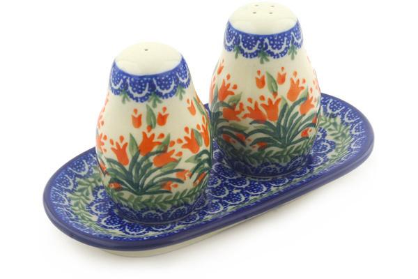 Salt and Pepper Sets | Ceramika Artystyczna Salt and Pepper 3-Piece Set Crimson Bells Kitchen & Dining Ceramika Artystyczna