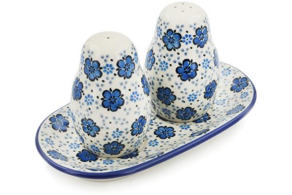 Salt and Pepper Sets | Ceramika Artystyczna Salt and Pepper 3-Piece Set Flowing Blues Kitchen & Dining Ceramika Artystyczna