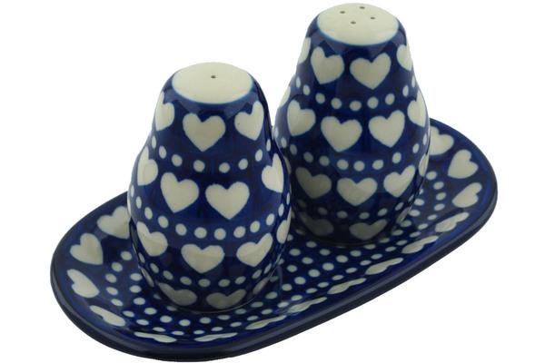 Salt and Pepper Sets | Ceramika Artystyczna Salt and Pepper 3-Piece Set Heart To Heart Kitchen & Dining Ceramika Artystyczna