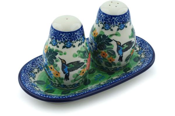 Salt and Pepper Sets | Ceramika Artystyczna Salt and Pepper 3-Piece Set Hummingbird Meadow UNIKAT Kitchen & Dining Ceramika Artystyczna