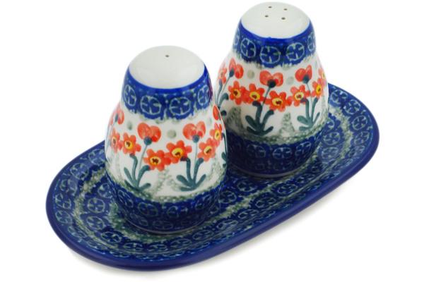 Salt and Pepper Sets | Ceramika Artystyczna Salt and Pepper 3-Piece Set Peach Spring Daisy Kitchen & Dining Ceramika Artystyczna