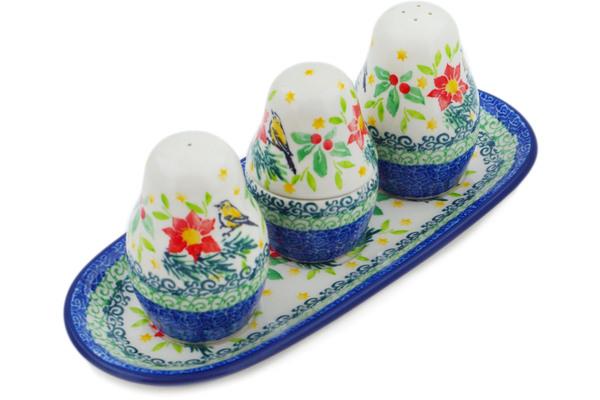 Salt and Pepper Sets | Ceramika Artystyczna Salt and Pepper with Toothpick Holder 10" Festive Avian Delight UNIKAT Kitchen & Dining Ceramika Artystyczna