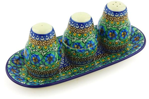 Salt and Pepper Sets | Ceramika Artystyczna Salt and Pepper with Toothpick Holder 10" Mardi Gras UNIKAT Kitchen & Dining Ceramika Artystyczna