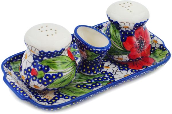 Salt and Pepper Sets | Manufaktura Salt and Pepper with Toothpick Holder 8" Vivid Garden UNIKAT Kitchen & Dining Manufaktura