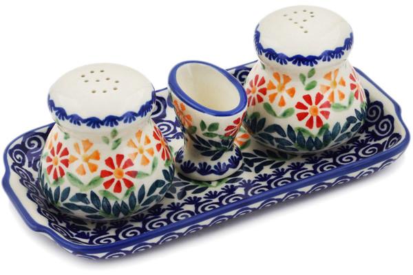 Salt and Pepper Sets | Manufaktura Salt and Pepper with Toothpick Holder 8" Wave Of Flowers Kitchen & Dining Manufaktura