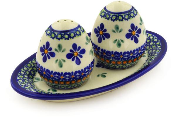 Salt and Pepper Sets | Zaklady Ceramiczne Salt and Pepper Set 7" Gingham Flowers Kitchen & Dining Salt & Pepper Sets