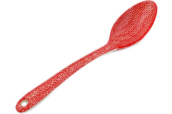 Spoons | Ceramika Artystyczna Serving Spoon 13" Red Squares UNIKAT Kitchen & Dining Ceramika Artystyczna