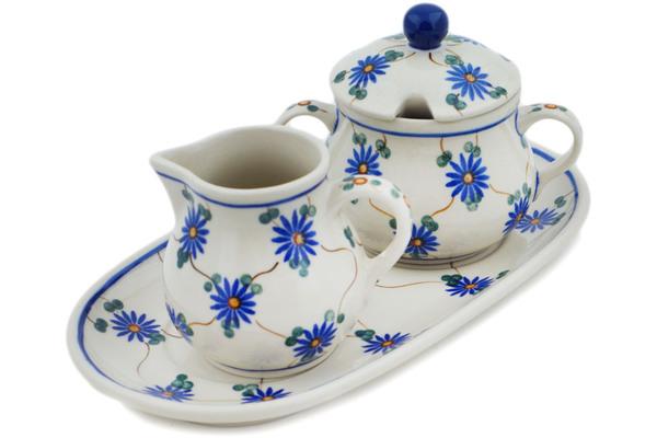 Sugar Bowls | Ceramika Artystyczna Sugar and Creamer Set 10" Aster Trellis Serving Dishes Ceramika Artystyczna