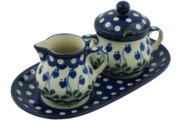 Sugar Bowls | Ceramika Artystyczna Sugar and Creamer Set 10" Bleeding Heart Peacock Serving Dishes Ceramika Artystyczna