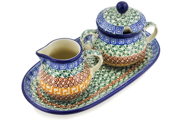 Sugar Bowls | Ceramika Artystyczna Sugar and Creamer Set 10" Grecian Sea Serving Dishes Ceramika Artystyczna