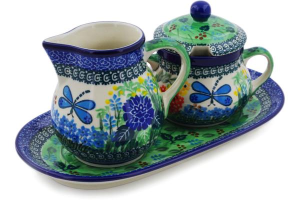 Sugar Bowls | Ceramika Artystyczna Sugar and Creamer Set 11" Garden Delight UNIKAT Serving Dishes Ceramika Artystyczna