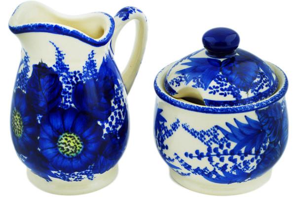 Sugar Bowls | Ceramika Bona Cream & Sugar Set Blue Poppy Dream Serving Dishes Ceramika Bona