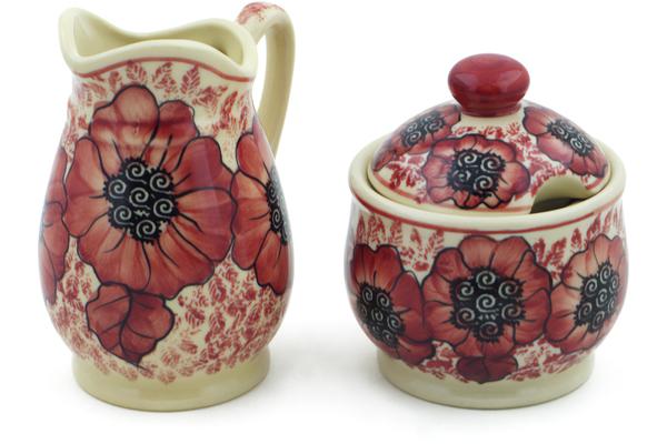 Sugar Bowls | Ceramika Bona Cream & Sugar Set Sugar Plum Poppies Serving Dishes Ceramika Bona