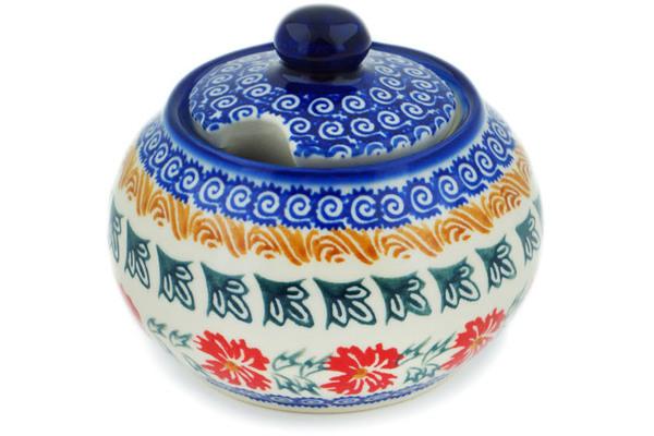 Sugar Bowls | Ceramika Bona Sugar Bowl 12 oz Red Cornflower Serving Dishes Ceramika Bona