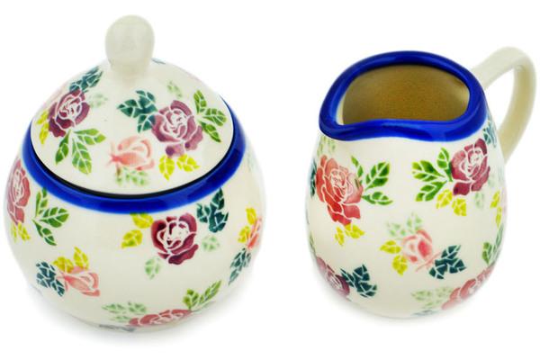 Sugar Bowls | Stara Fabryka Sugar Bowl and Creamer Vintage Rose Serving Dishes Stara Fabryka