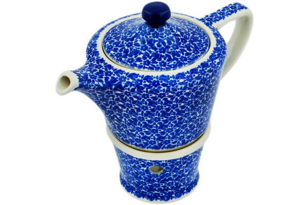 Tea Coffee Pots | Ceramika Artystyczna Tea or Coffe Pot with Heater 14 oz Blue Bounty Kitchen & Dining Ceramika Artystyczna