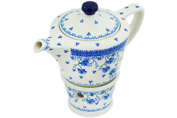 Tea Coffee Pots | Ceramika Artystyczna Tea or Coffe Pot with Heater 14 oz Blue Grapevine Kitchen & Dining Ceramika Artystyczna