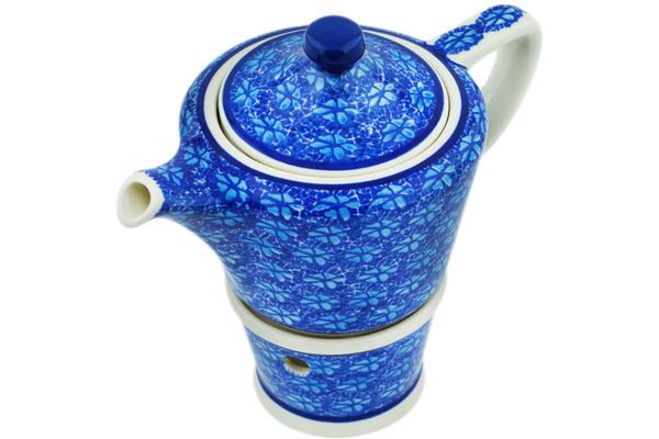 Tea Coffee Pots | Ceramika Artystyczna Tea or Coffe Pot with Heater 14 oz Deep Into The Blue Sea Kitchen & Dining Ceramika Artystyczna