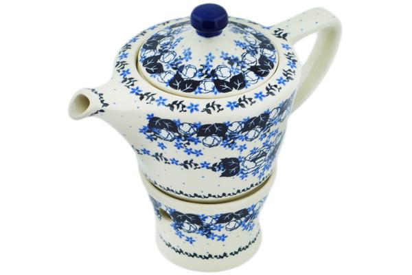 Tea Coffee Pots | Ceramika Artystyczna Tea or Coffe Pot with Heater 14 oz Flowers At Dusk Kitchen & Dining Ceramika Artystyczna