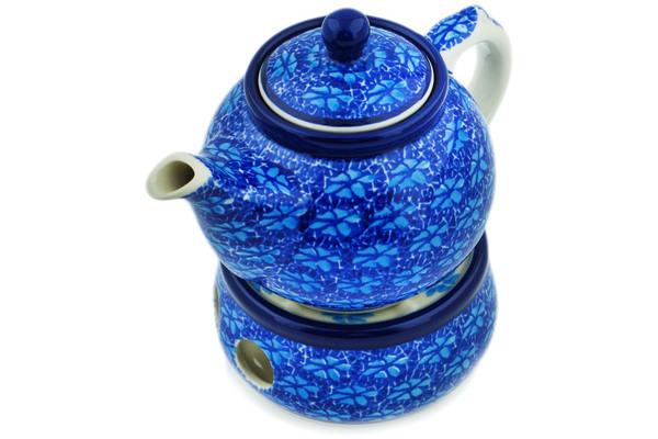 Tea Coffee Pots | Ceramika Artystyczna Tea or Coffe Pot with Heater 15 oz Deep Into The Blue Sea Kitchen & Dining Ceramika Artystyczna