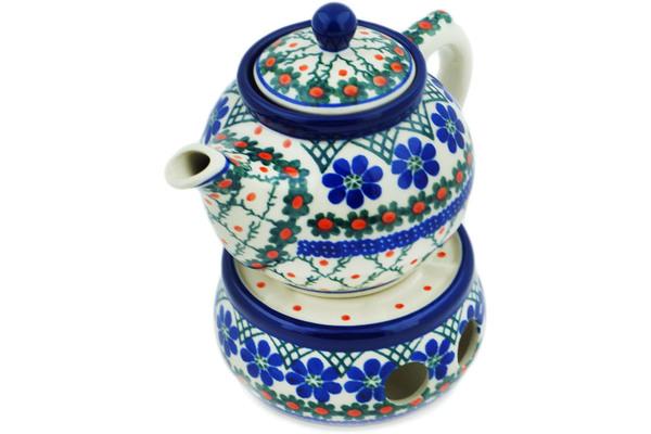 Tea Coffee Pots | Ceramika Artystyczna Tea or Coffe Pot with Heater 15 oz Primrose Trellis Kitchen & Dining Ceramika Artystyczna