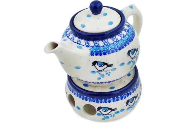 Tea Coffee Pots | Ceramika Artystyczna Tea or Coffe Pot with Heater 15 oz Winter Sparrow Kitchen & Dining Ceramika Artystyczna