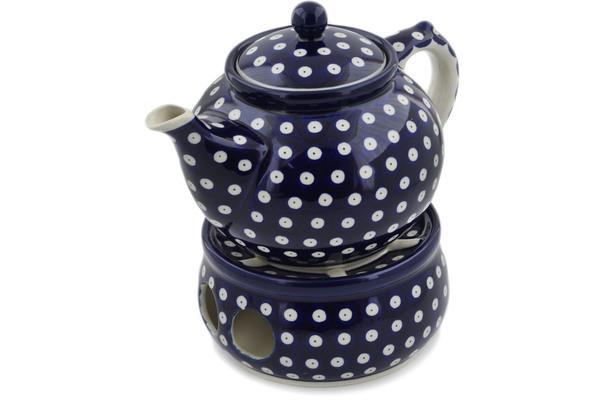 Tea Coffee Pots | Ceramika Artystyczna Tea or Coffe Pot with Heater 40 oz Blue Eyes Kitchen & Dining Ceramika Artystyczna