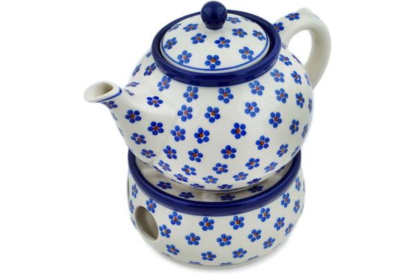 Tea Coffee Pots | Ceramika Artystyczna Tea or Coffe Pot with Heater 40 oz Daisy Dots Kitchen & Dining Ceramika Artystyczna