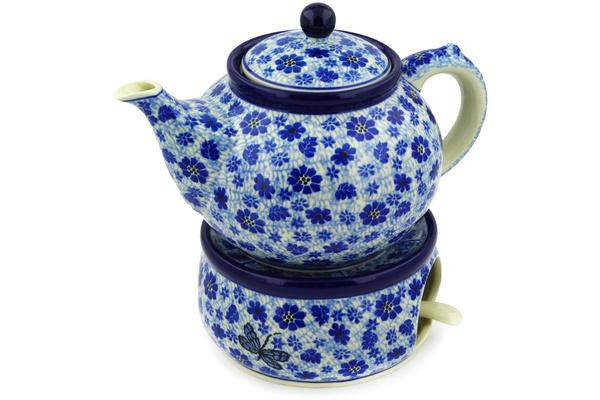 Tea Coffee Pots | Ceramika Artystyczna Tea or Coffe Pot with Heater 40 oz Misty Dragonfly Kitchen & Dining Ceramika Artystyczna