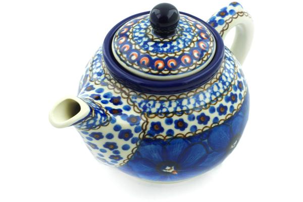 Tea Coffee Pots | Ceramika Artystyczna Tea or Coffee Pot 13 oz Cobalt Poppies UNIKAT Kitchen & Dining Ceramika Artystyczna