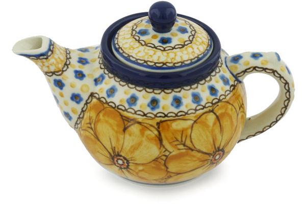 Tea Coffee Pots | Ceramika Artystyczna Tea or Coffee Pot 13 oz Marigold Dreams UNIKAT Kitchen & Dining Ceramika Artystyczna