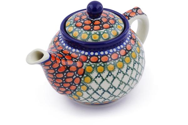 Tea Coffee Pots | Ceramika Artystyczna Tea or Coffee Pot 13 oz Orange Tranquility UNIKAT Kitchen & Dining Ceramika Artystyczna