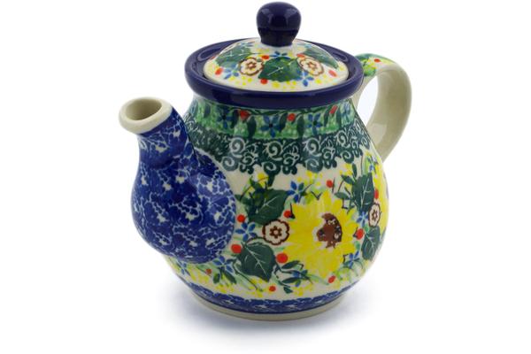 Tea Coffee Pots | Ceramika Artystyczna Tea or Coffee Pot 13 oz Yellow Garden UNIKAT Kitchen & Dining Ceramika Artystyczna