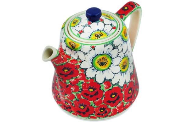 Tea Coffee Pots | Ceramika Artystyczna Tea or Coffee Pot 29 oz Sweet Red Petals UNIKAT Kitchen & Dining Ceramika Artystyczna