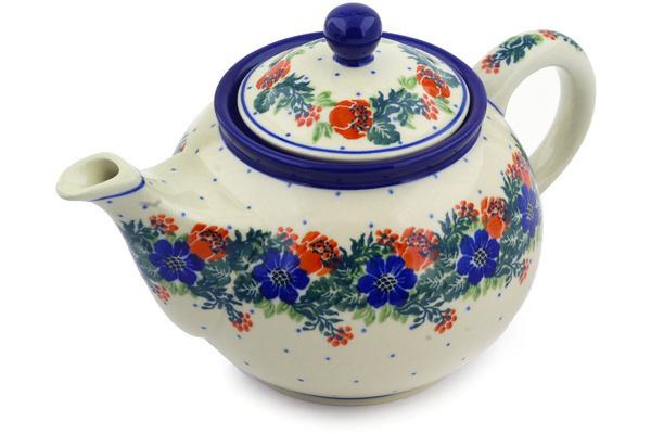 Tea Coffee Pots | Ceramika Artystyczna Tea or Coffee Pot 3u00bd cups Polish Wreath Kitchen & Dining Ceramika Artystyczna