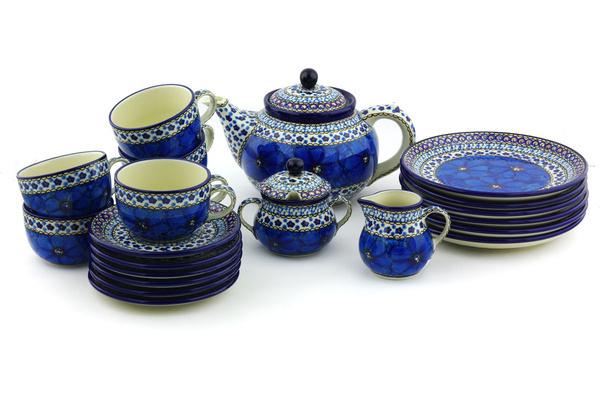 Tea Coffee Pots | Ceramika Artystyczna Tea or Coffee Set for Six 40 oz Cobalt Poppies UNIKAT Kitchen & Dining Ceramika Artystyczna