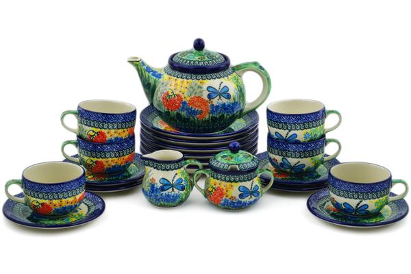 Tea Coffee Pots | Ceramika Artystyczna Tea or Coffee Set for Six 40 oz Garden Delight UNIKAT Kitchen & Dining Ceramika Artystyczna