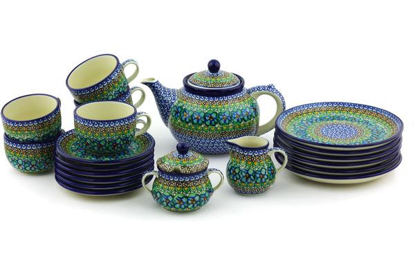 Tea Coffee Pots | Ceramika Artystyczna Tea or Coffee Set for Six 40 oz Mardi Gras UNIKAT Kitchen & Dining Ceramika Artystyczna