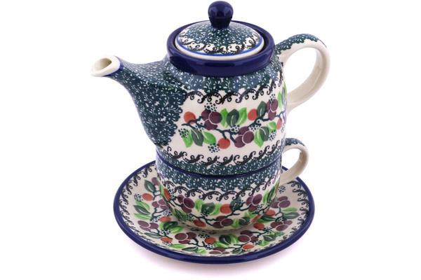 Tea Coffee Pots | Ceramika Artystyczna Tea Set for One 17 oz Berry Garland Kitchen & Dining Ceramika Artystyczna