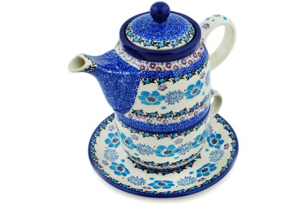 Tea Coffee Pots | Ceramika Artystyczna Tea Set for One 17 oz Blooming Blues Kitchen & Dining Ceramika Artystyczna