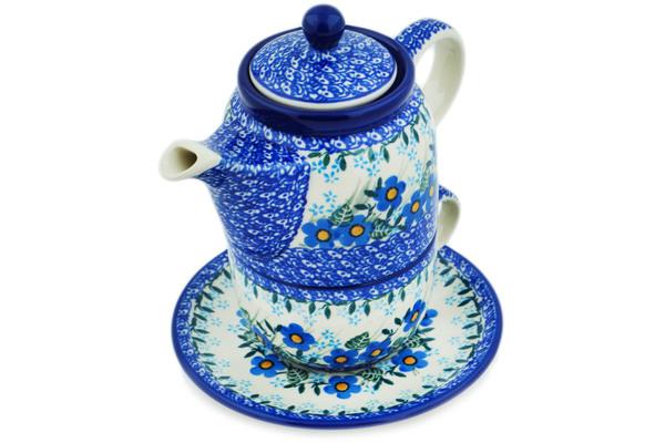 Tea Coffee Pots | Ceramika Artystyczna Tea Set for One 17 oz Blue Joy Kitchen & Dining Ceramika Artystyczna