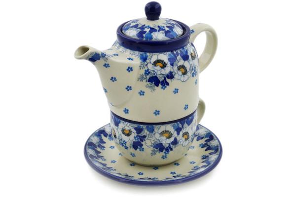 Tea Coffee Pots | Ceramika Artystyczna Tea Set for One 17 oz Blue Spring Kitchen & Dining Ceramika Artystyczna