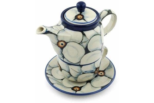 Tea Coffee Pots | Ceramika Artystyczna Tea Set for One 17 oz Looking Poppy UNIKAT Kitchen & Dining Ceramika Artystyczna