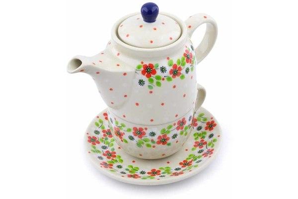 Tea Coffee Pots | Ceramika Artystyczna Tea Set for One 17 oz Poppy Flower Kitchen & Dining Ceramika Artystyczna