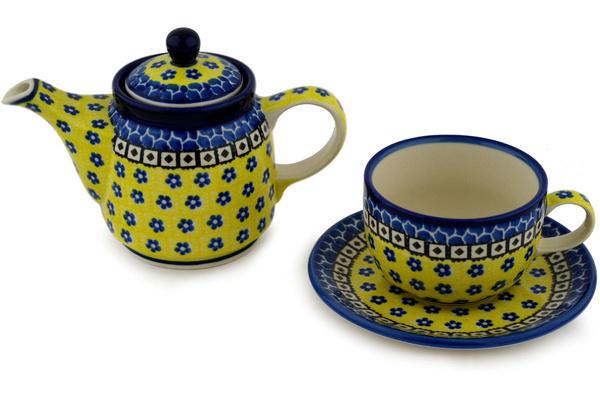 Tea Coffee Pots | Ceramika Artystyczna Tea Set for One 17 oz Sunburst Daisies Kitchen & Dining Ceramika Artystyczna