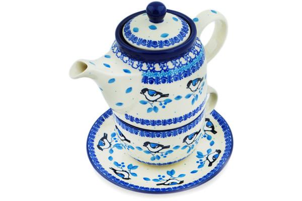 Tea Coffee Pots | Ceramika Artystyczna Tea Set for One 17 oz Winter Sparrow Kitchen & Dining Ceramika Artystyczna