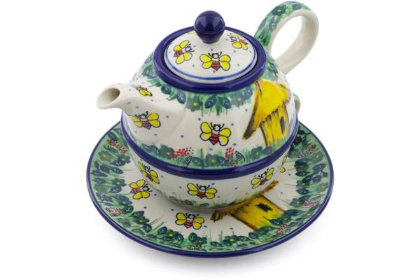 Tea Coffee Pots | Ceramika Artystyczna Tea Set for One 22 oz Bee Happy UNIKAT Kitchen & Dining Ceramika Artystyczna