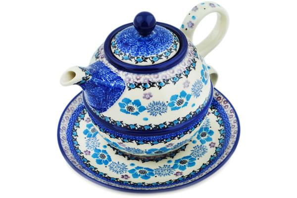 Tea Coffee Pots | Ceramika Artystyczna Tea Set for One 22 oz Blooming Blues Kitchen & Dining Ceramika Artystyczna